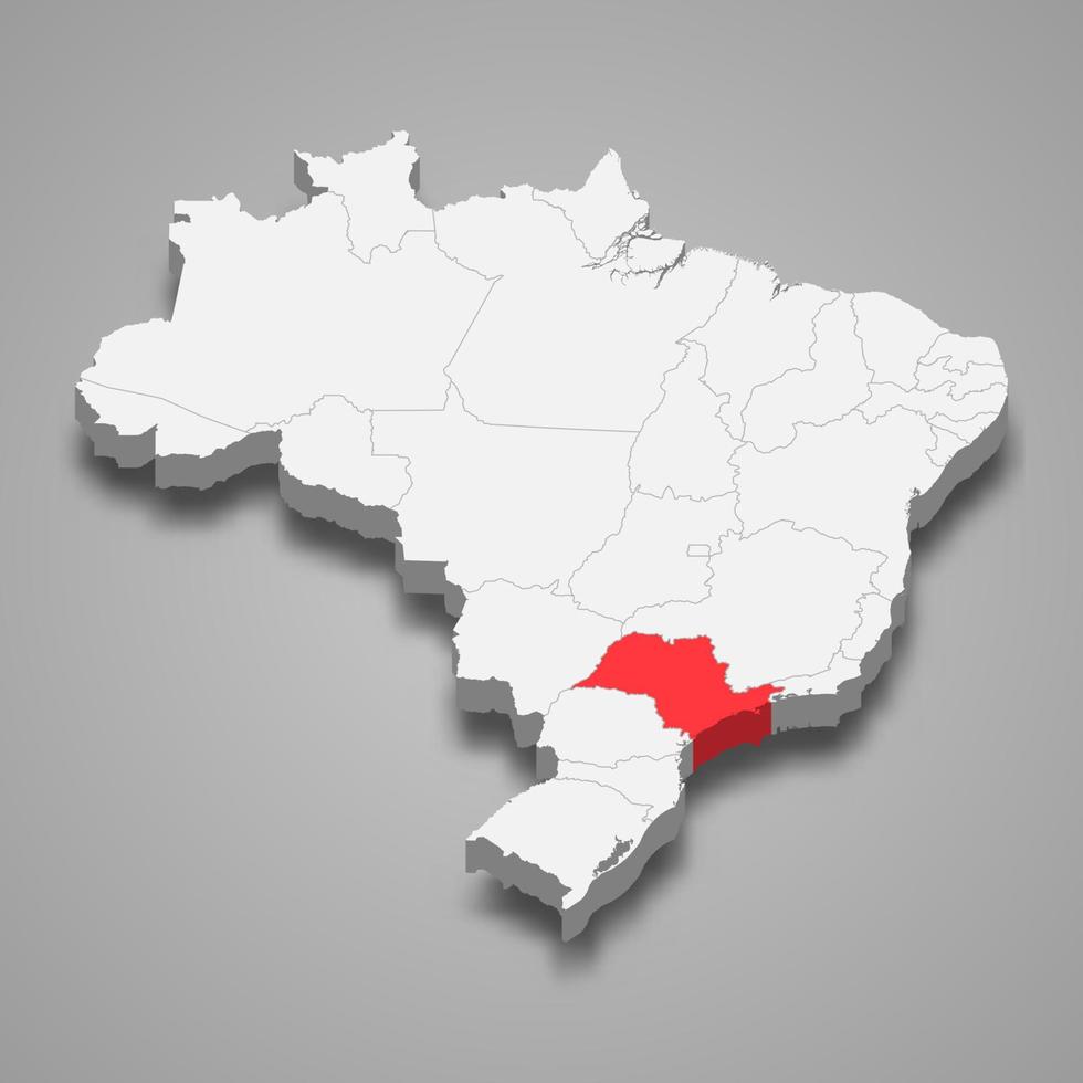 Estado localização dentro Brasil 3d mapa modelo para seu Projeto vetor