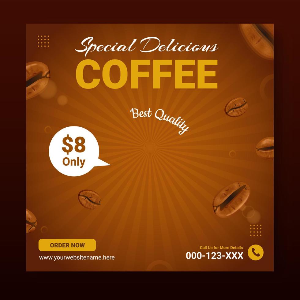 delicioso café social meios de comunicação promoção modelo vetor