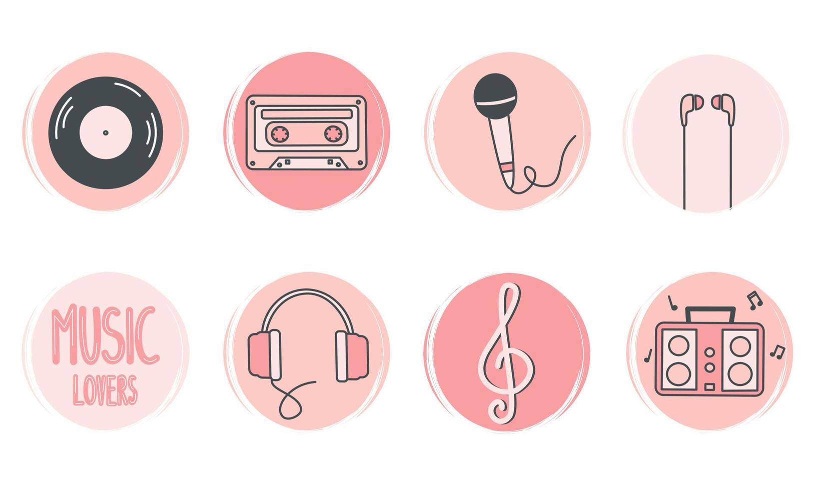 fofa vetor conjunto do logotipo Projeto modelos, ícones e Distintivos para social meios de comunicação realçar com música elementos