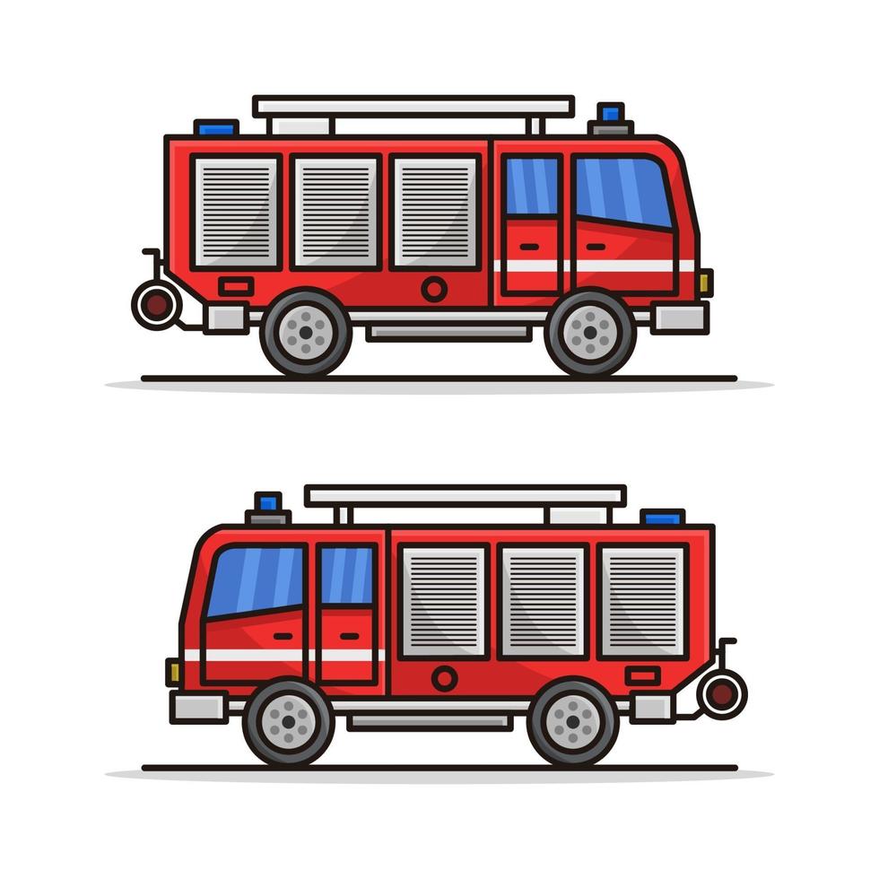 caminhão de bombeiros ilustrado em fundo branco vetor