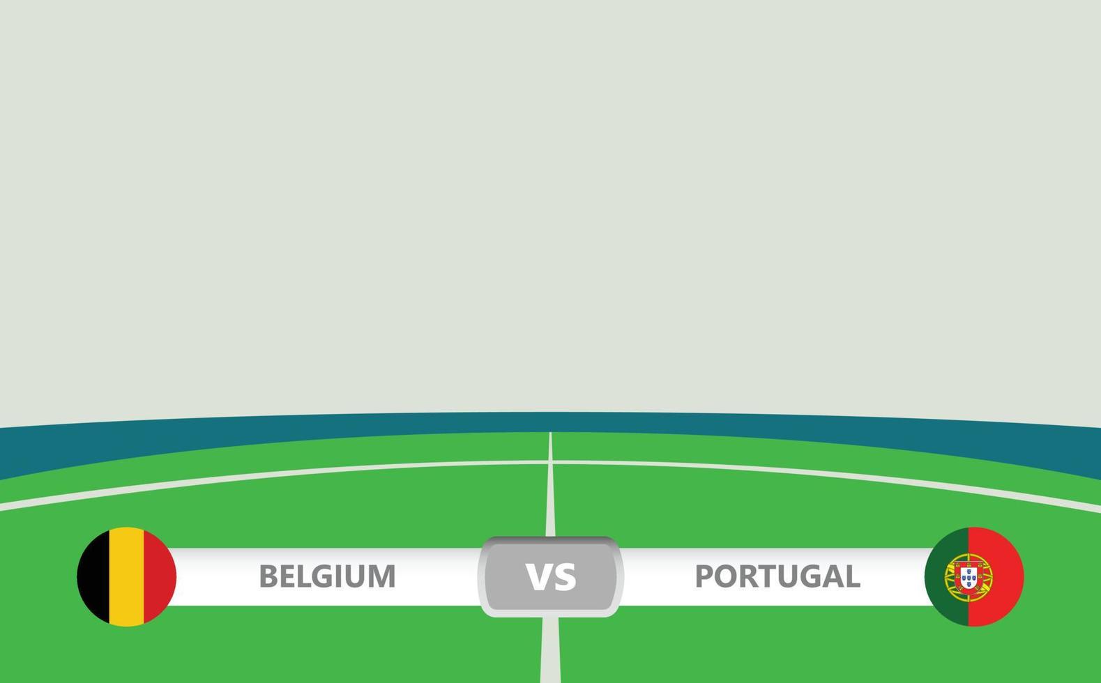 vetor Combine pré-visualização com mais baixo terceiro rótulo dentro futebol estádio fundo. Bélgica vs Portugal.