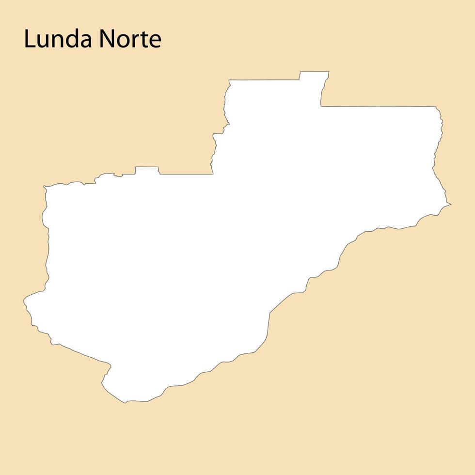 Alto qualidade mapa do lunda norte é uma região do Angola vetor