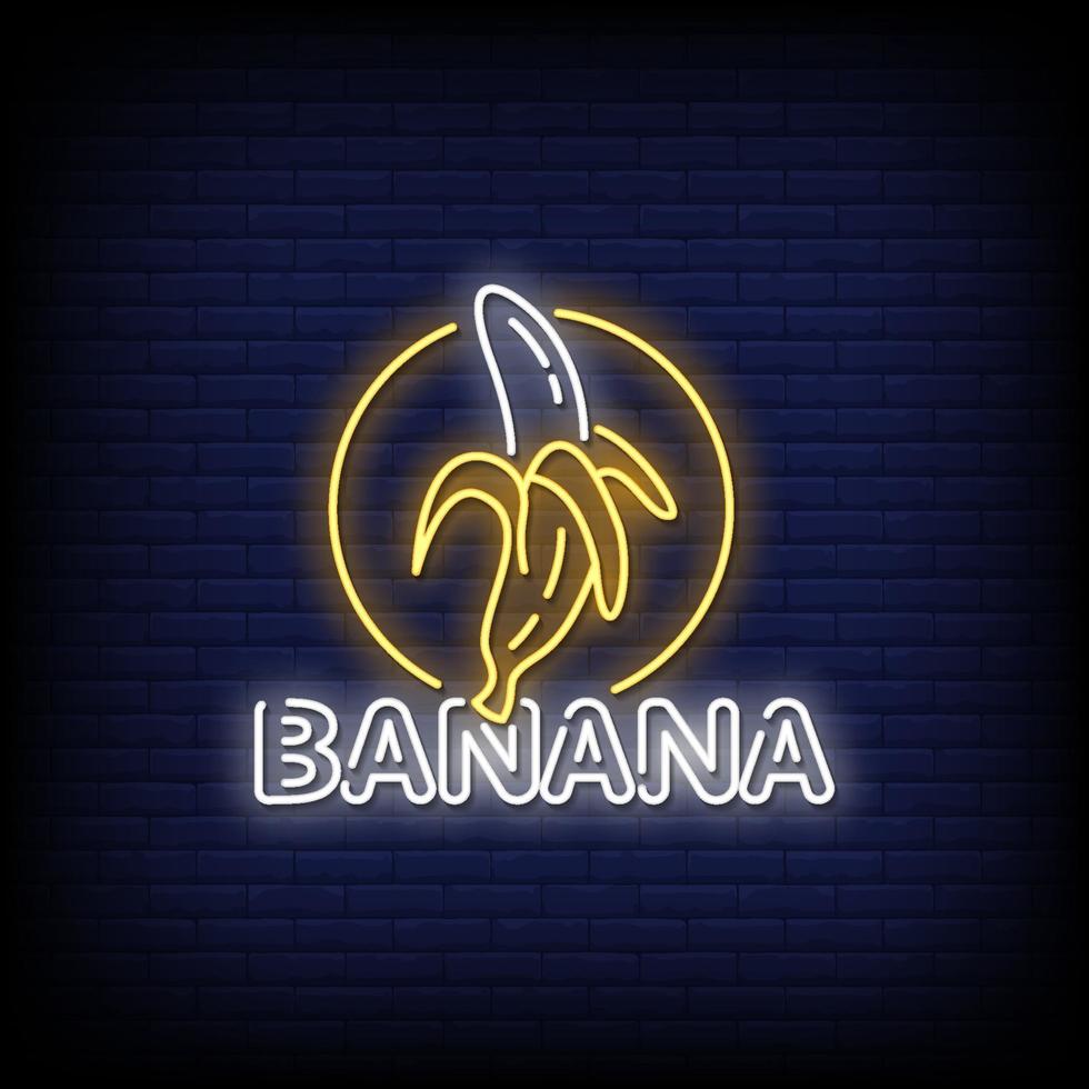 vetor de texto de estilo de sinais de néon banana