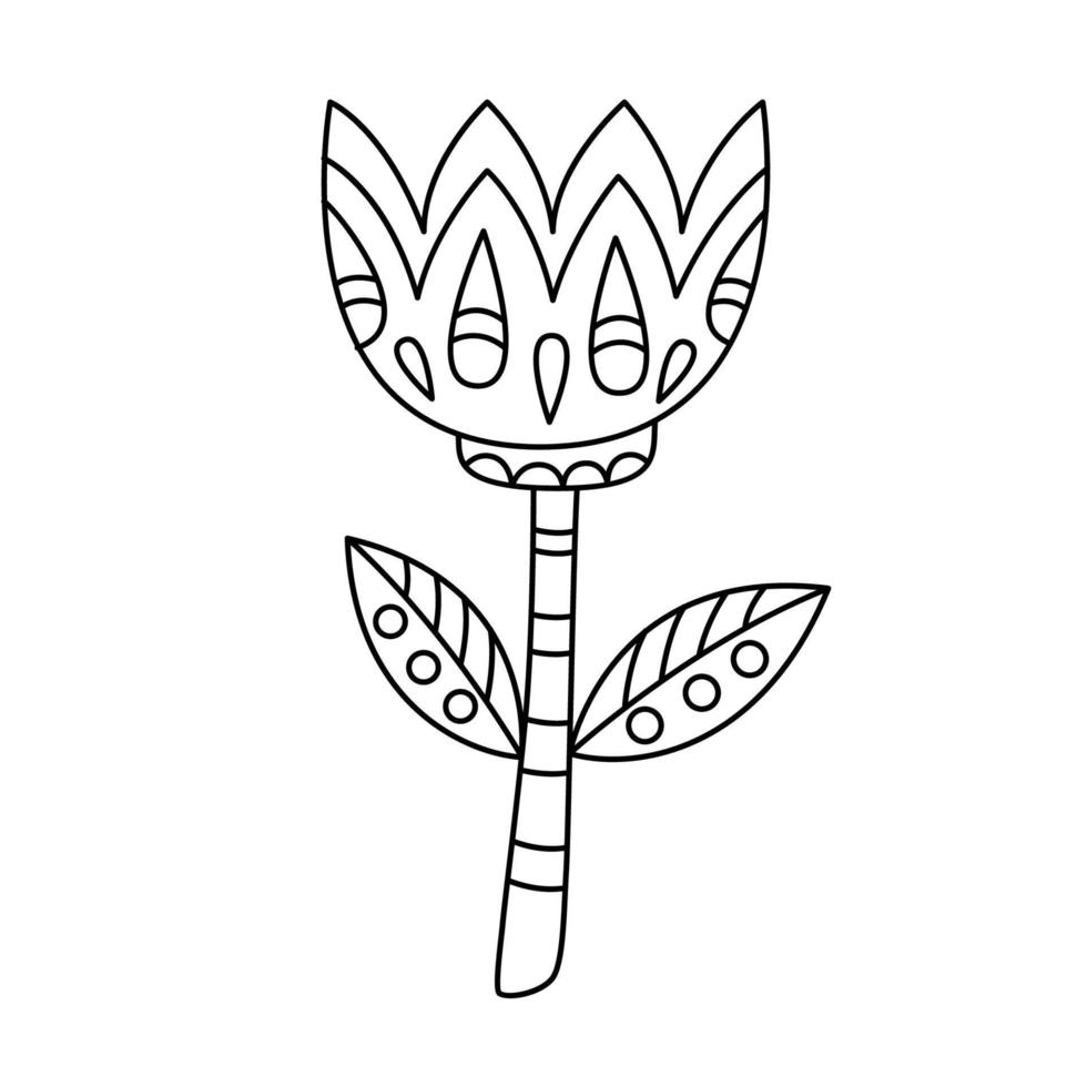 contorno ornamentado flor simples estilo vetor ilustração. linear geométrico tulipa isolado em branco fundo