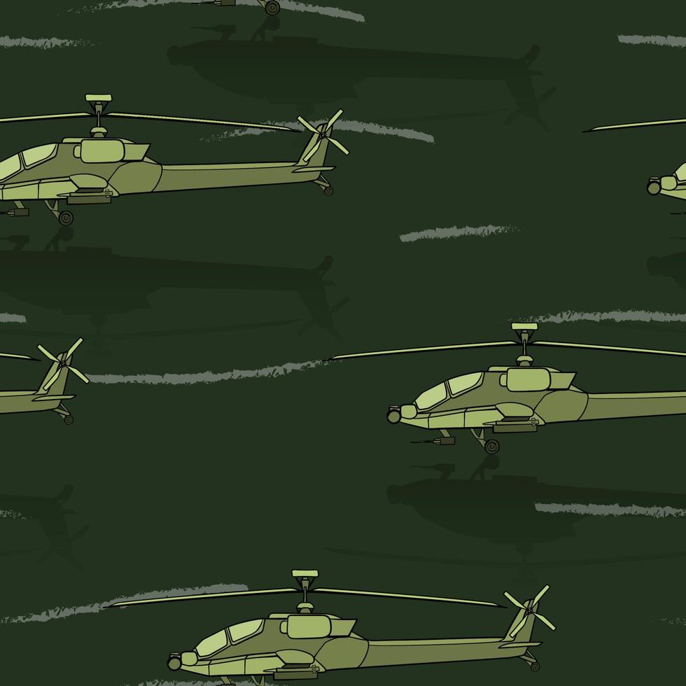 desatado padronizar. militares helicópteros. pano de fundo com combate veículo. colorida vetor ilustração isolado em verde fundo.