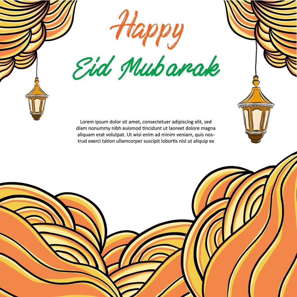 mão desenhando livre vetor modelo feliz eid mubrak Ramadã