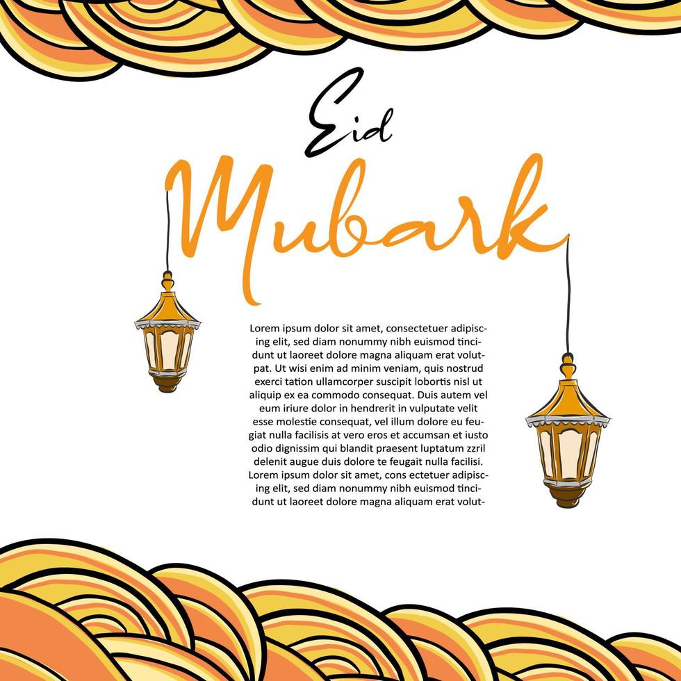 mão desenhado modelo eid Mubarak vetor