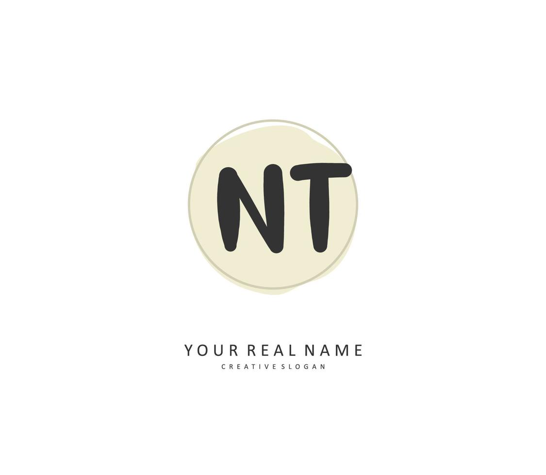 n t nt inicial carta caligrafia e assinatura logotipo. uma conceito caligrafia inicial logotipo com modelo elemento. vetor