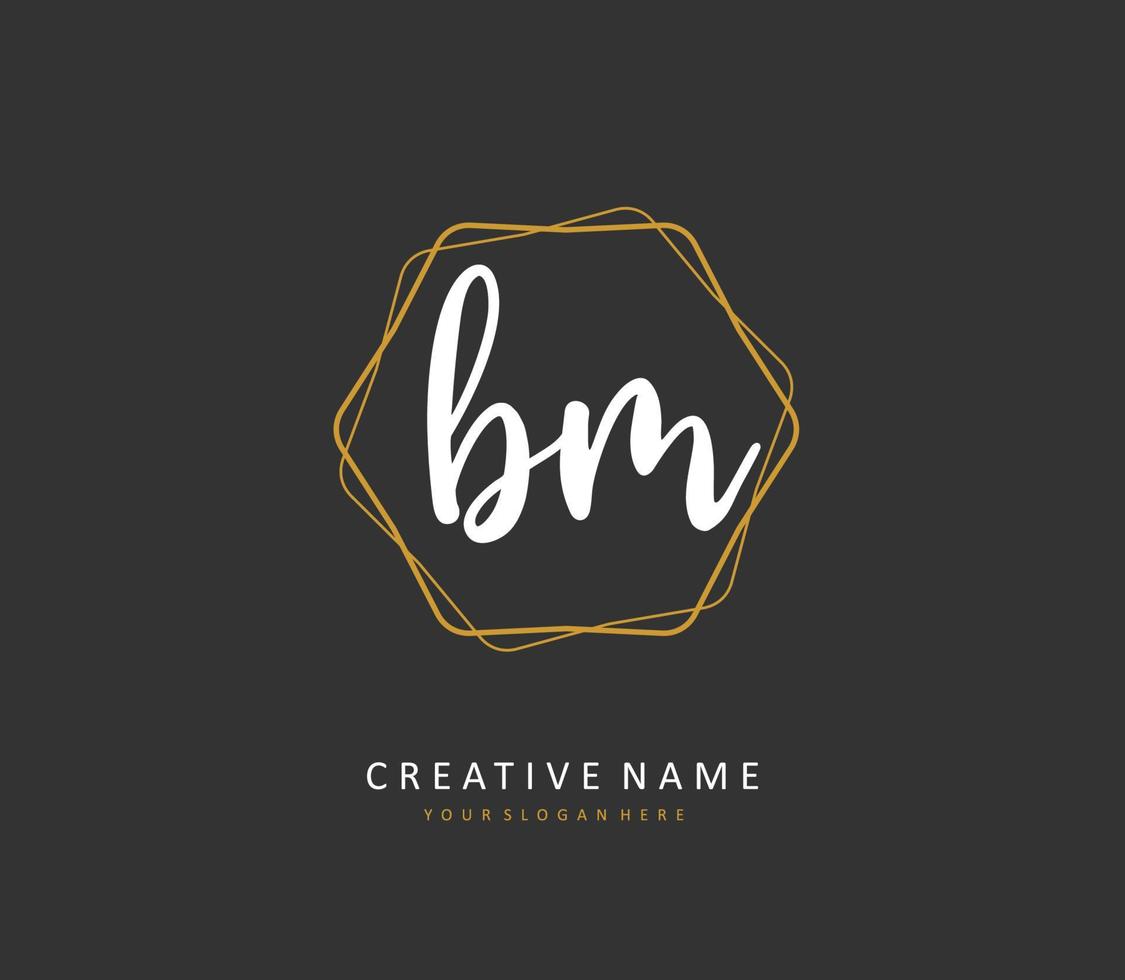 b m bm inicial carta caligrafia e assinatura logotipo. uma conceito caligrafia inicial logotipo com modelo elemento. vetor