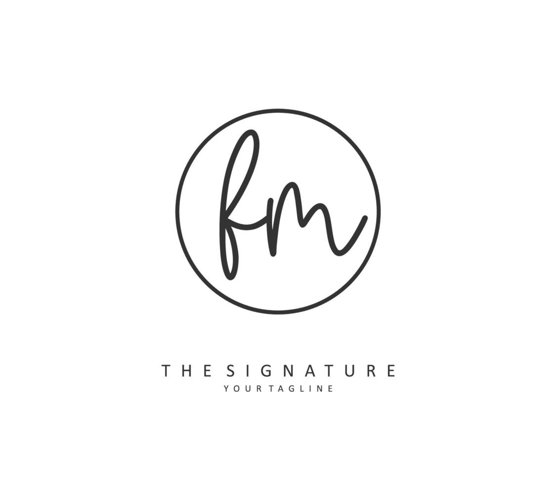 f m fm inicial carta caligrafia e assinatura logotipo. uma conceito caligrafia inicial logotipo com modelo elemento. vetor