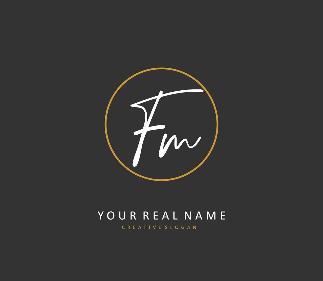 f m fm inicial carta caligrafia e assinatura logotipo. uma conceito caligrafia inicial logotipo com modelo elemento. vetor