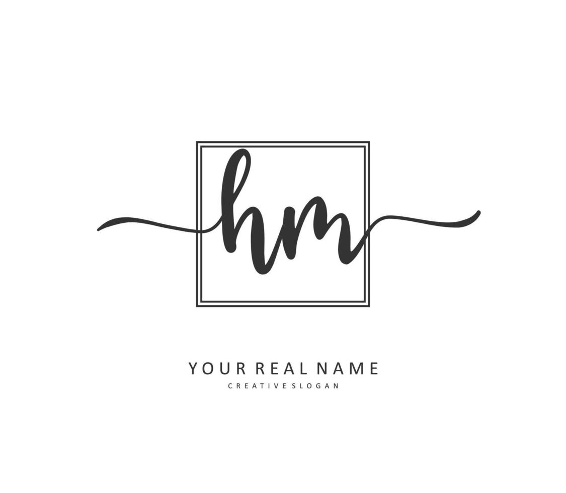 h m hm inicial carta caligrafia e assinatura logotipo. uma conceito caligrafia inicial logotipo com modelo elemento. vetor