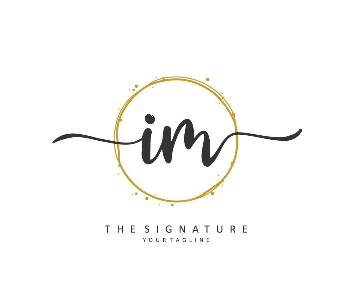 Eu m Eu estou inicial carta caligrafia e assinatura logotipo. uma conceito caligrafia inicial logotipo com modelo elemento. vetor