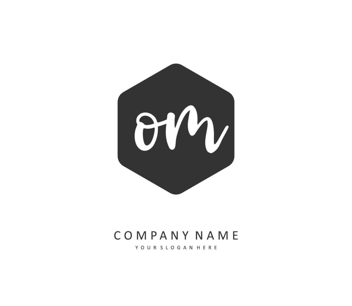 o m om inicial carta caligrafia e assinatura logotipo. uma conceito caligrafia inicial logotipo com modelo elemento. vetor