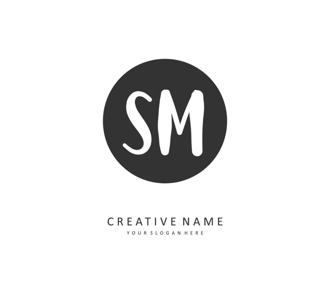 s m sm inicial carta caligrafia e assinatura logotipo. uma conceito caligrafia inicial logotipo com modelo elemento. vetor