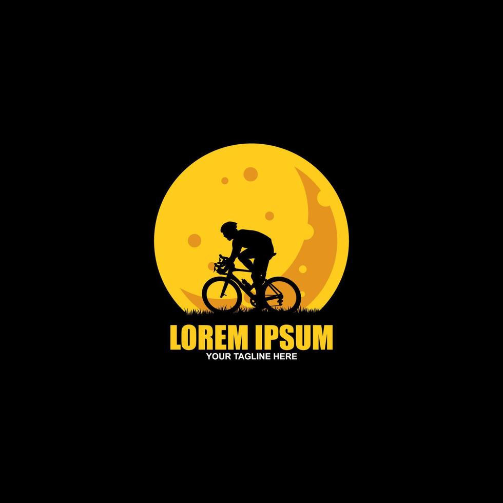 montanha bicicleta vintage logotipo modelo e ciclista ilustração vetor