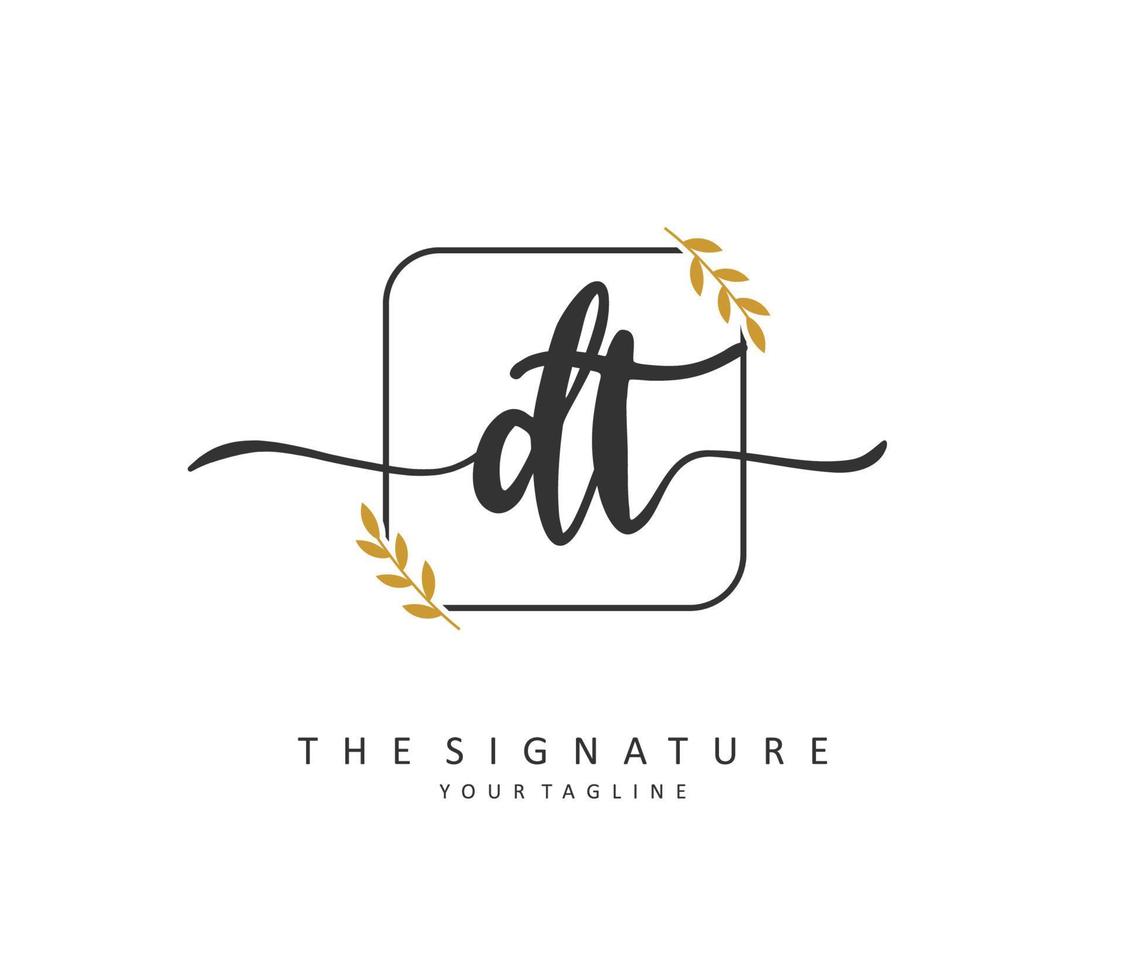 d t dt inicial carta caligrafia e assinatura logotipo. uma conceito caligrafia inicial logotipo com modelo elemento. vetor