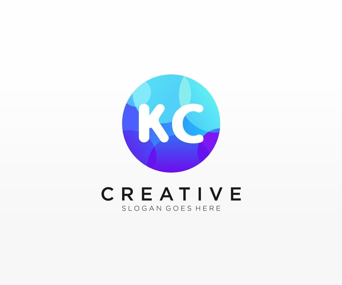 kc inicial logotipo com colorida círculo modelo vetor. vetor