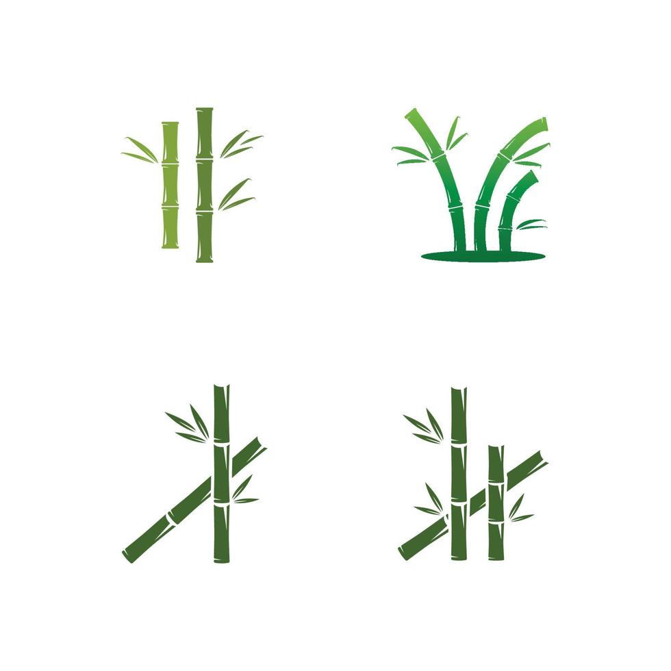 bambu logotipo com verde folhas vetor ilustração modelo