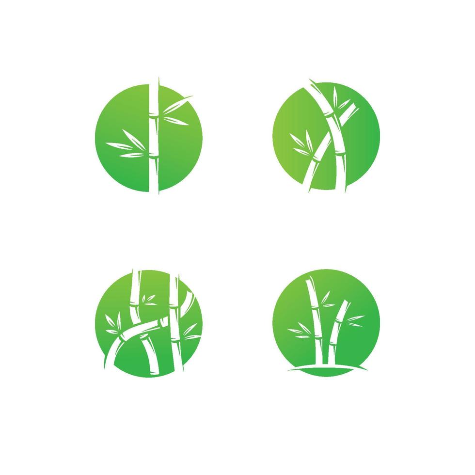 bambu logotipo com verde folhas vetor ilustração modelo