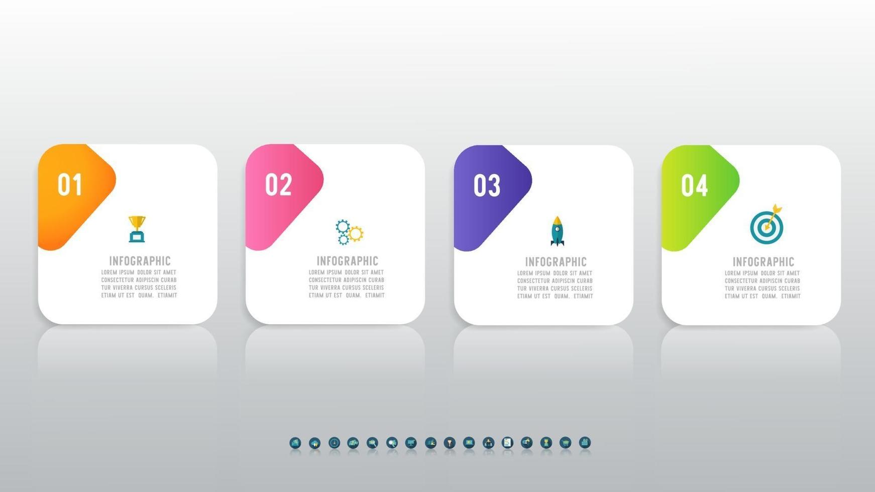 infográfico de quatro etapas com ícones vetor