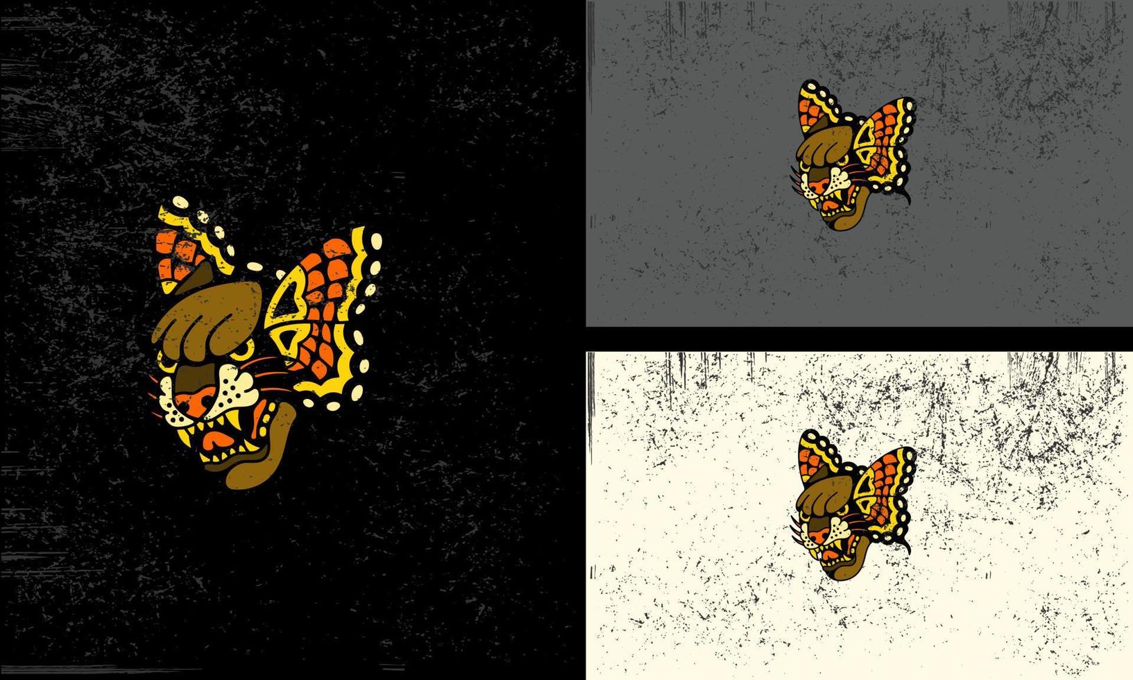 cabeça pantera com asas borboleta vetor mascote Projeto