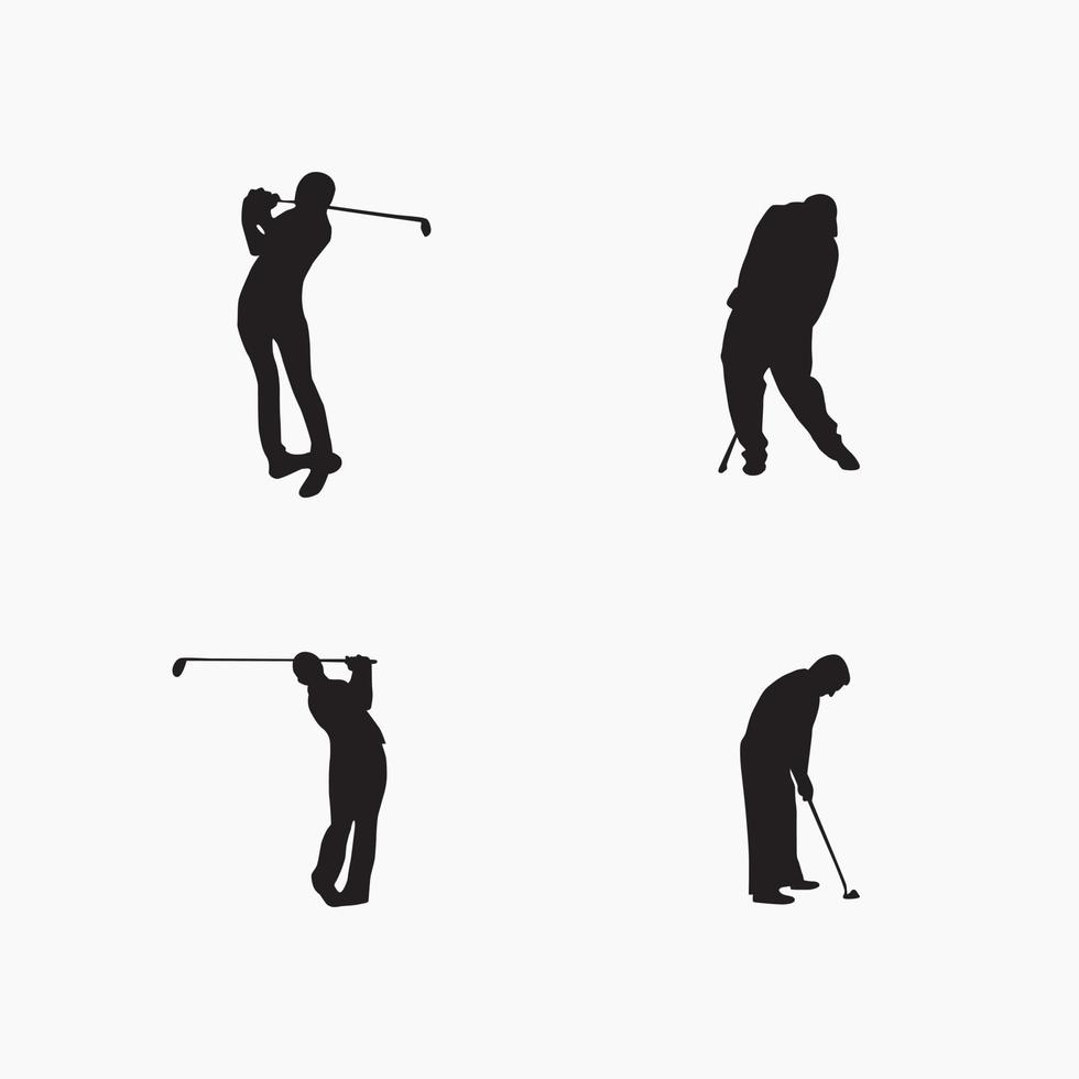 coleção de silhuetas de jogadores de golfe vetor