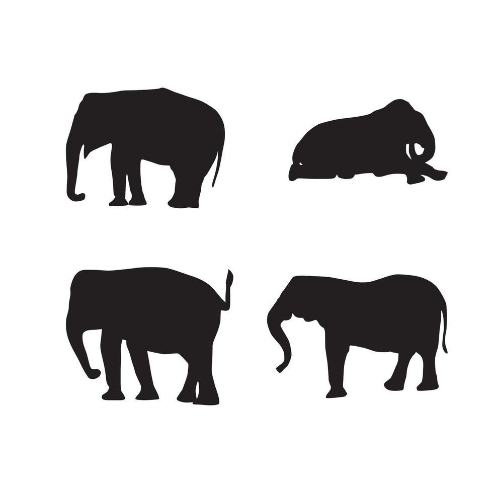 coleção de vetores de silhueta animal de elefante