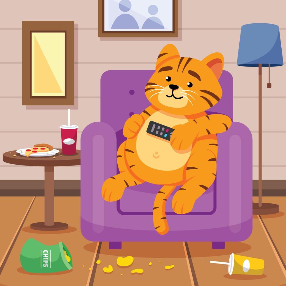laranja gato assistindo televisão dentro uma sofá vetor