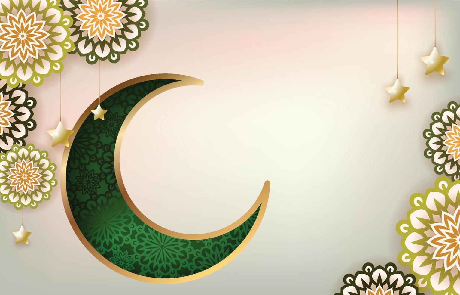 decorativo islâmico fundo com crescente lua e mandala vetor