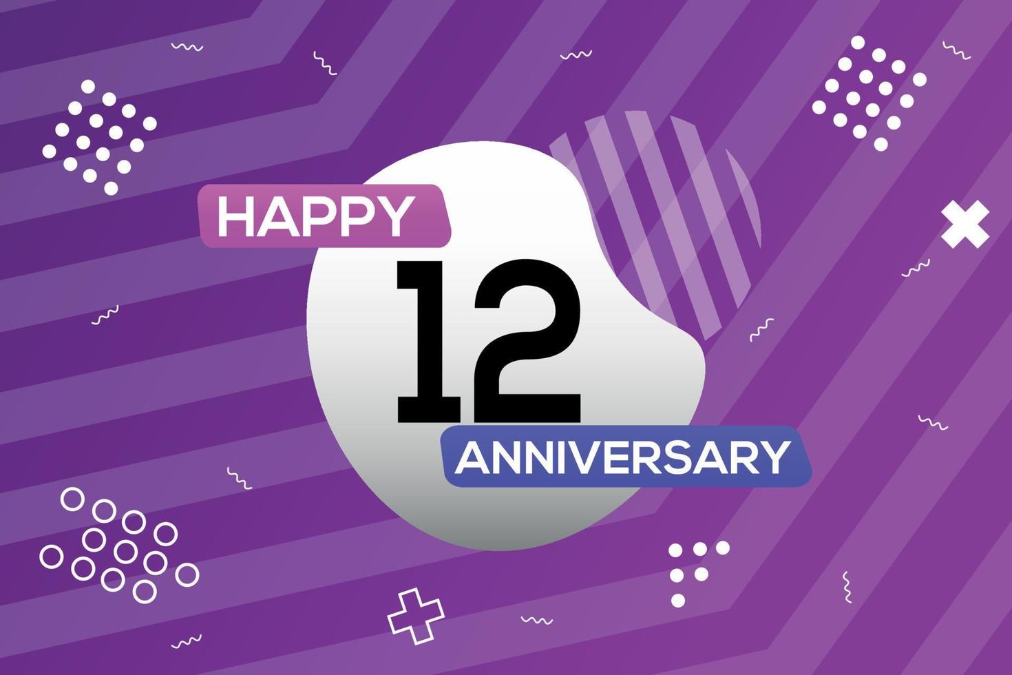12º ano aniversário logotipo vetor Projeto aniversário celebração com colorida geométrico formas abstrato ilustração