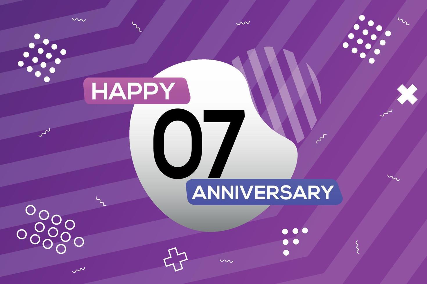dia 07 ano aniversário logotipo vetor Projeto aniversário celebração com colorida geométrico formas abstrato ilustração