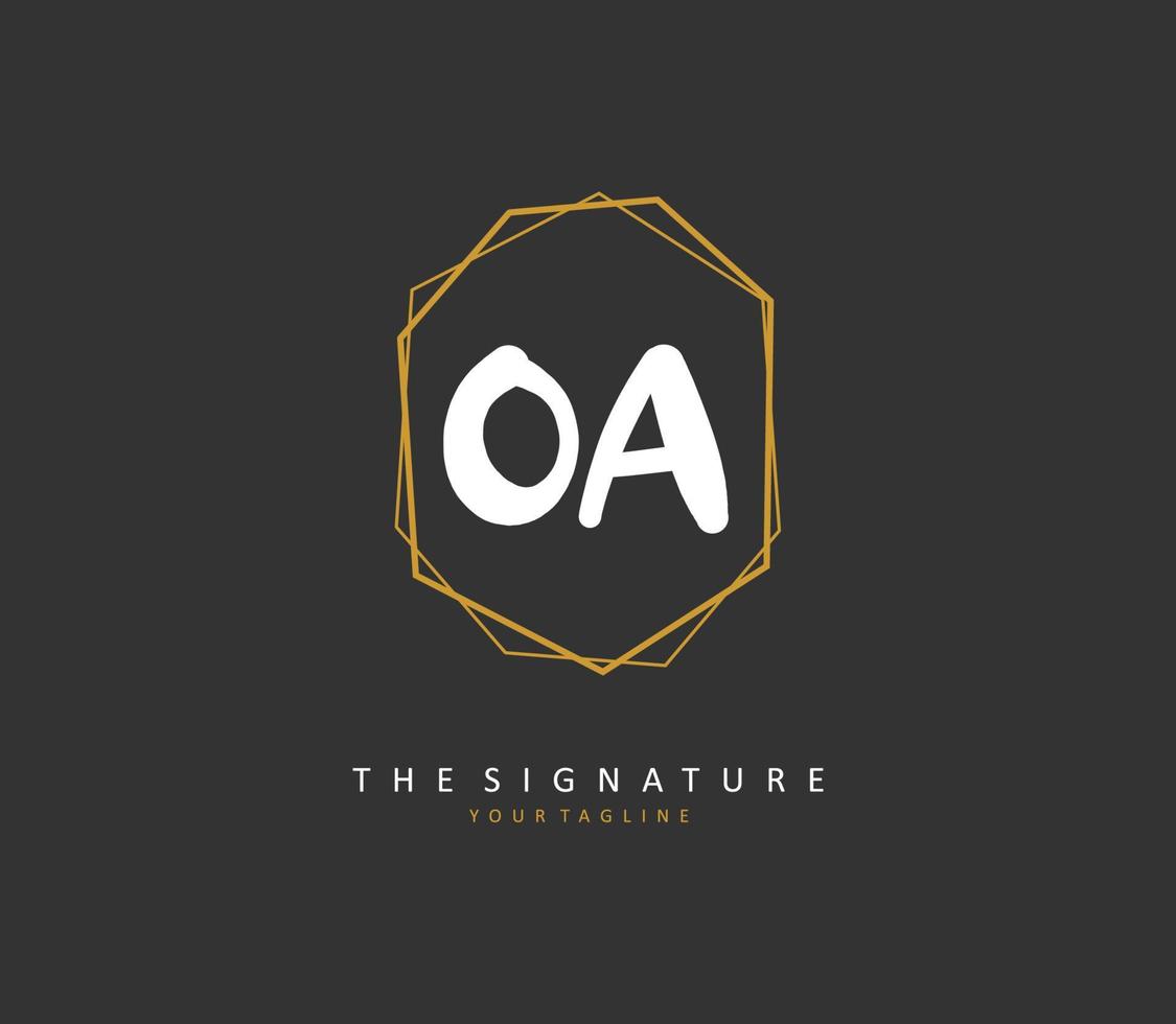 o uma oa inicial carta caligrafia e assinatura logotipo. uma conceito caligrafia inicial logotipo com modelo elemento. vetor