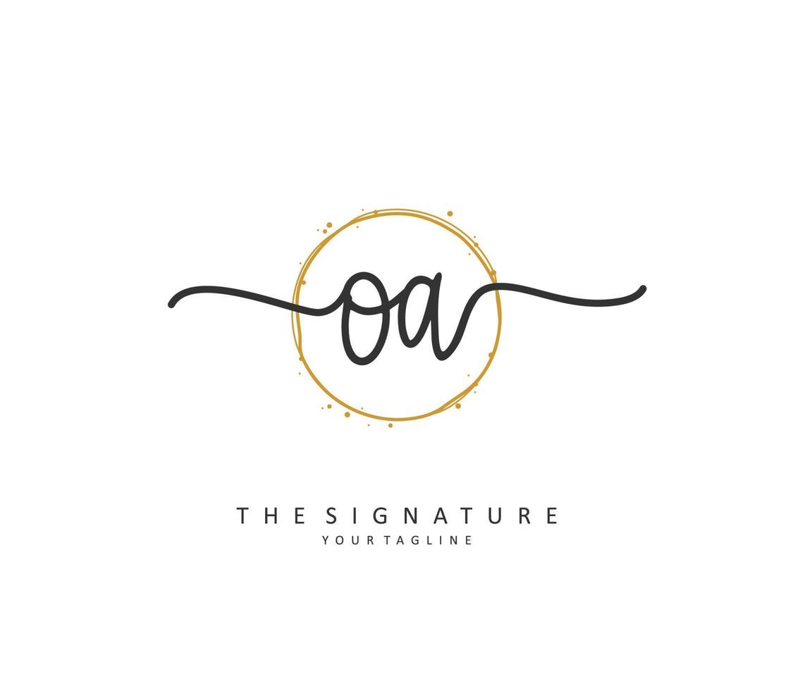o uma oa inicial carta caligrafia e assinatura logotipo. uma conceito caligrafia inicial logotipo com modelo elemento. vetor