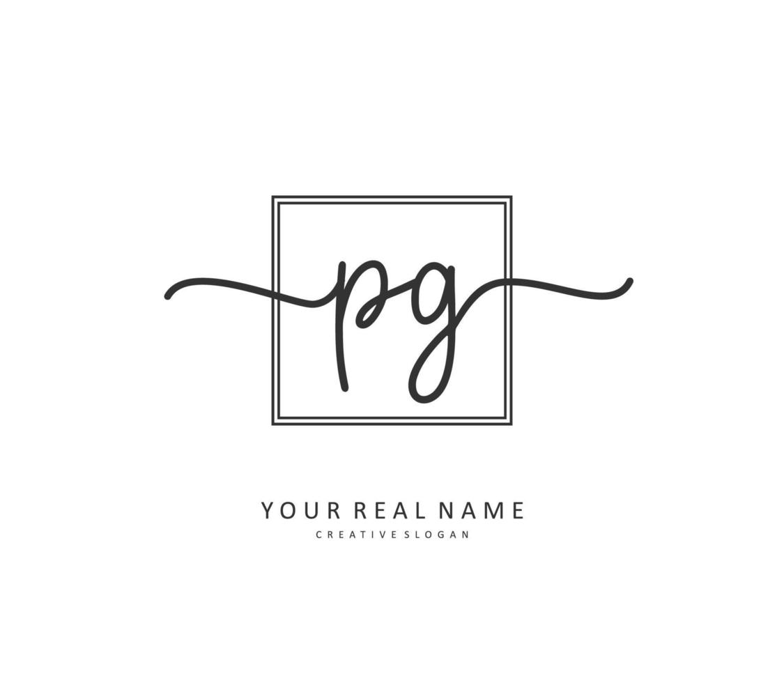 pg inicial carta caligrafia e assinatura logotipo. uma conceito caligrafia inicial logotipo com modelo elemento. vetor