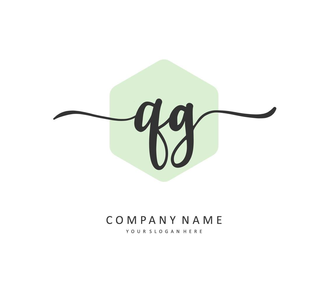 qg inicial carta caligrafia e assinatura logotipo. uma conceito caligrafia inicial logotipo com modelo elemento. vetor