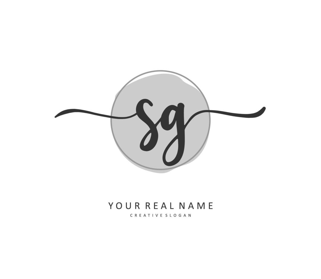 sg inicial carta caligrafia e assinatura logotipo. uma conceito caligrafia inicial logotipo com modelo elemento. vetor