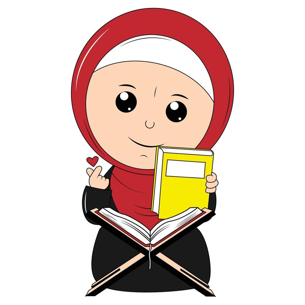 fofa menina hijab desenho animado ilustração vetor