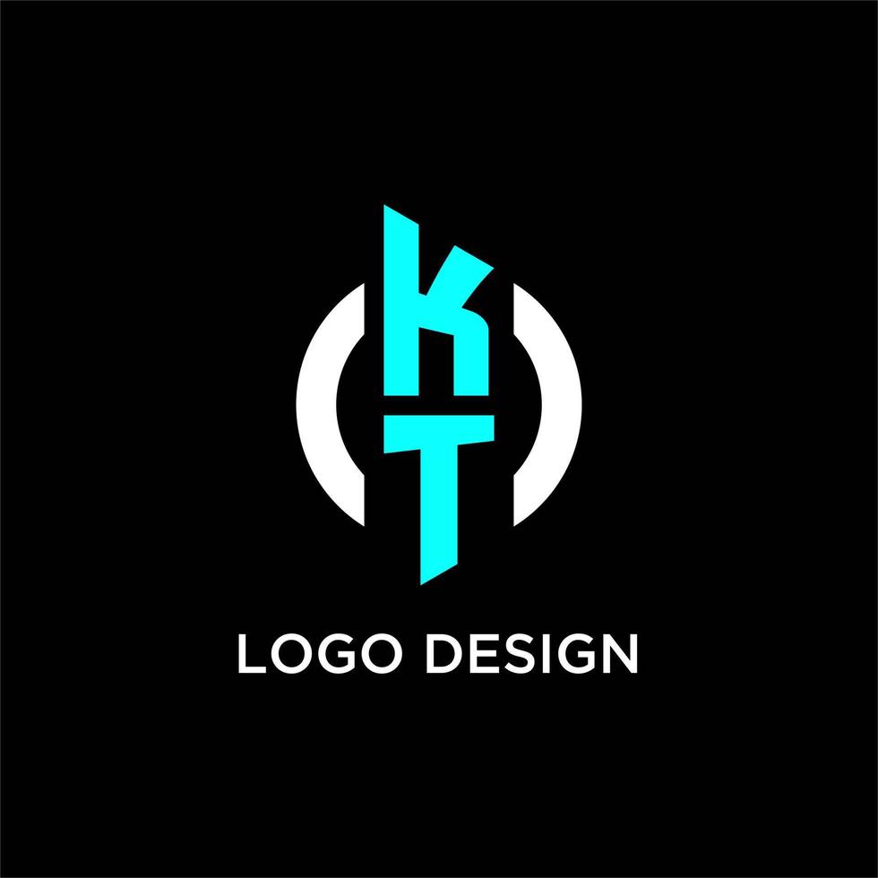 kt círculo monograma logotipo vetor