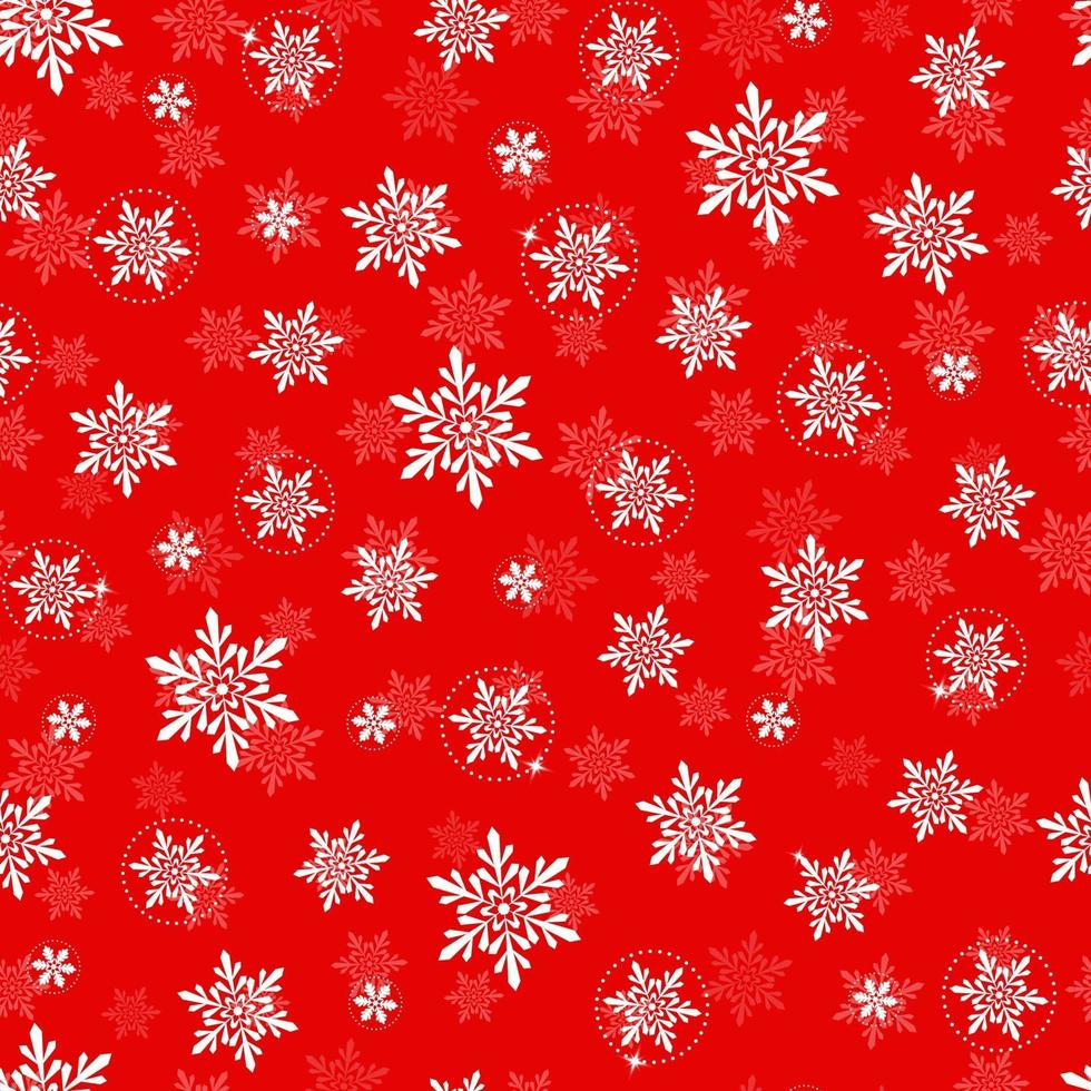 vetor Natal e ano novo sem costura padrão com flocos de neve. padrão sem emenda vermelho.