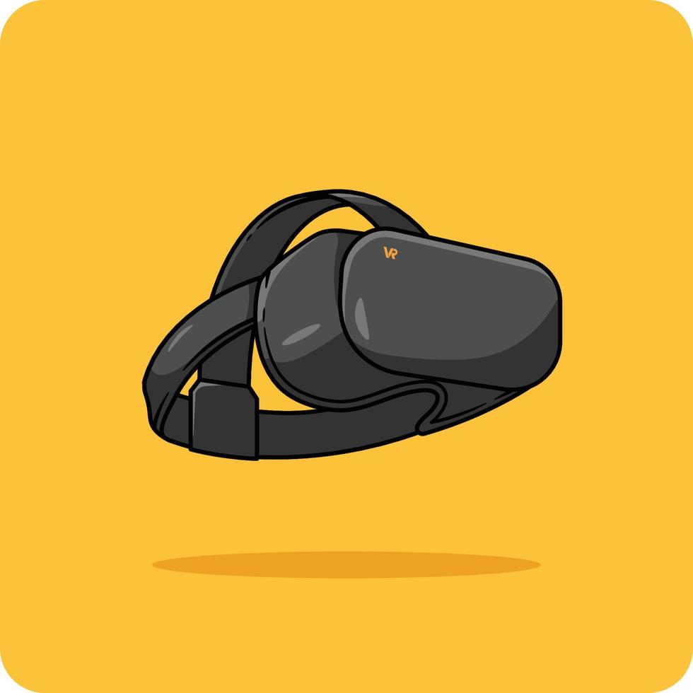 realista virtual realidade óculos Preto cor, plano Projeto em amarelo fundo vetor