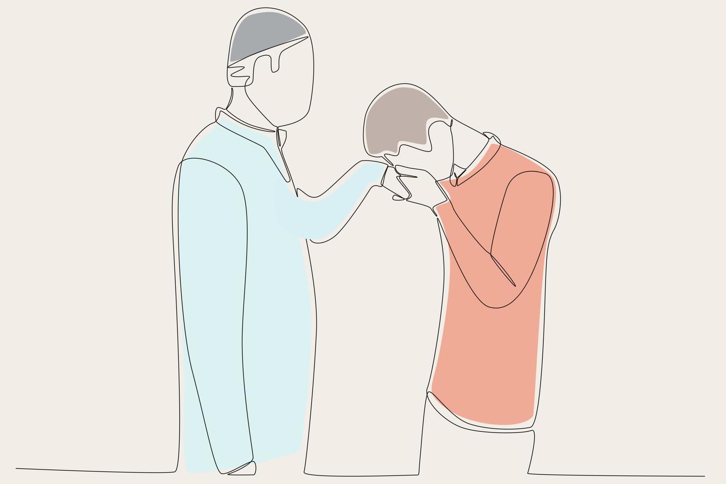 cor ilustração do uma Garoto se beijando dele do pai mão vetor