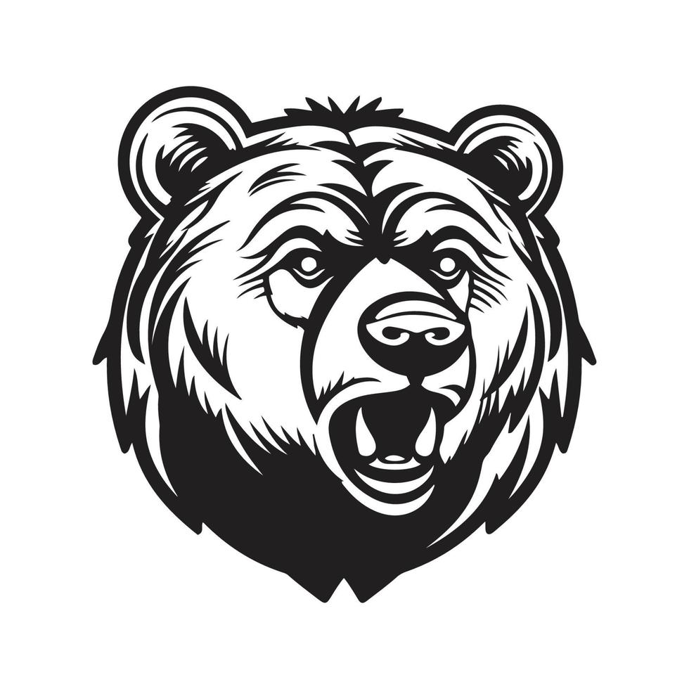 Urso mascote logotipo ,mão desenhado ilustração. adequado para logotipo, papel de parede, bandeira, fundo, cartão, livro ilustração, camiseta projeto, adesivo, cobrir, etc vetor