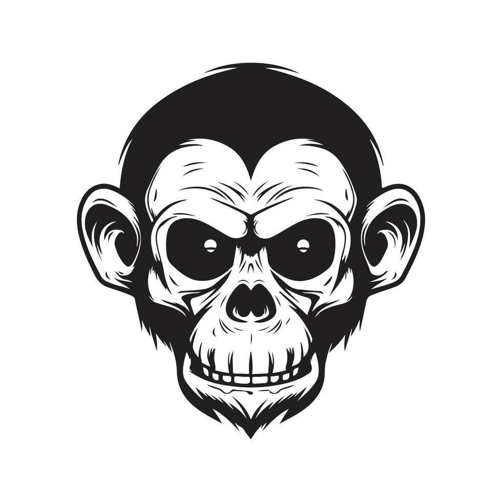 macaco com humano crânio, vetor conceito digital arte ,mão desenhado ilustração