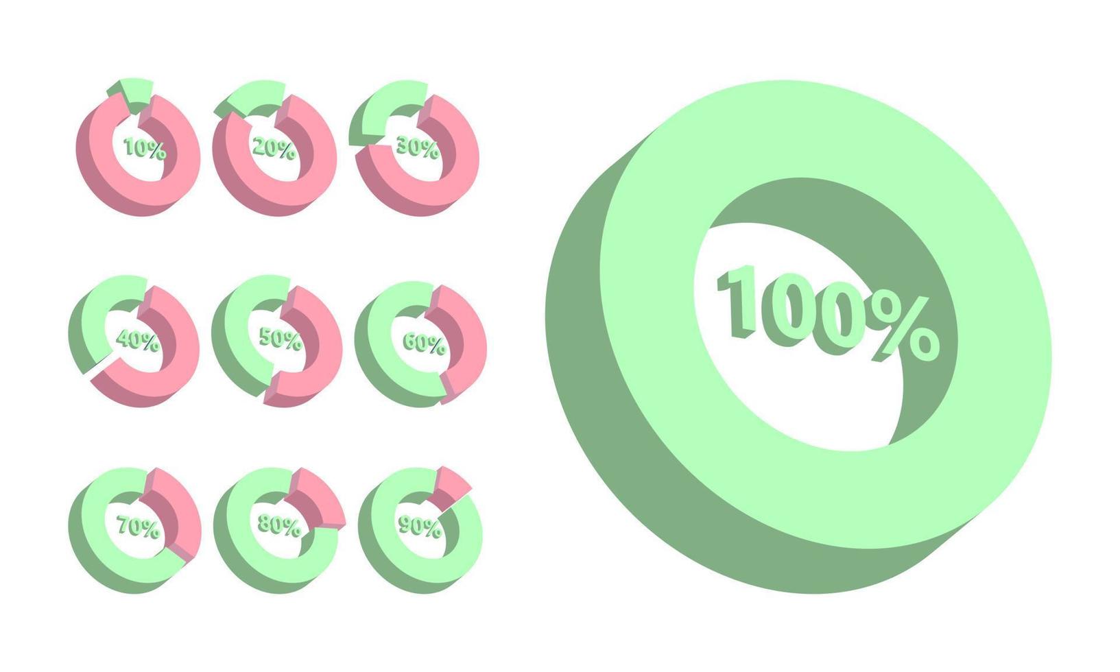 3d circular gráfico com percentagem coleção vetor