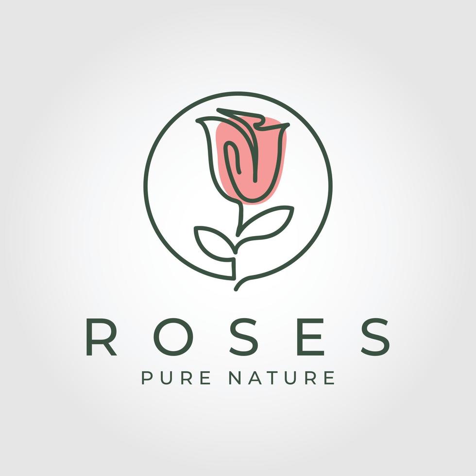 rosa linha arte logotipo flor vetor ícone ilustração