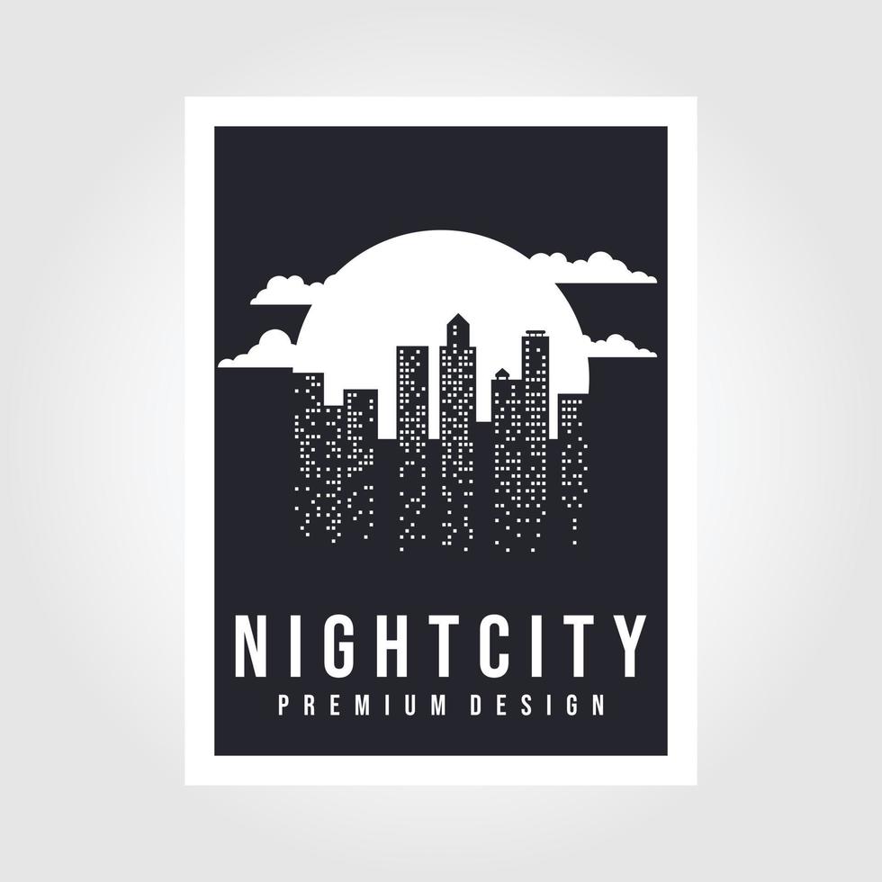 noite cidade vetor ilustração. noite paisagem urbana dentro plano estilo