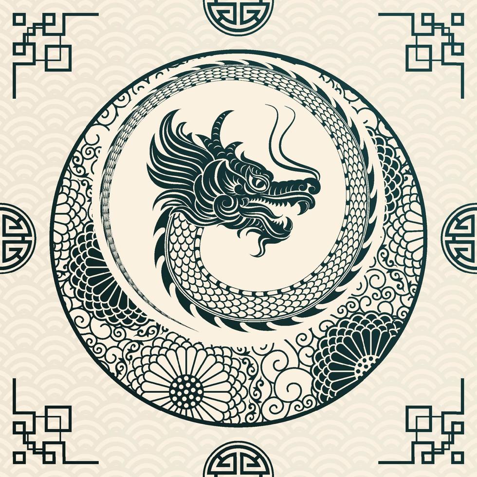 feliz ano novo chinês 2024 dragão signo do zodíaco vetor