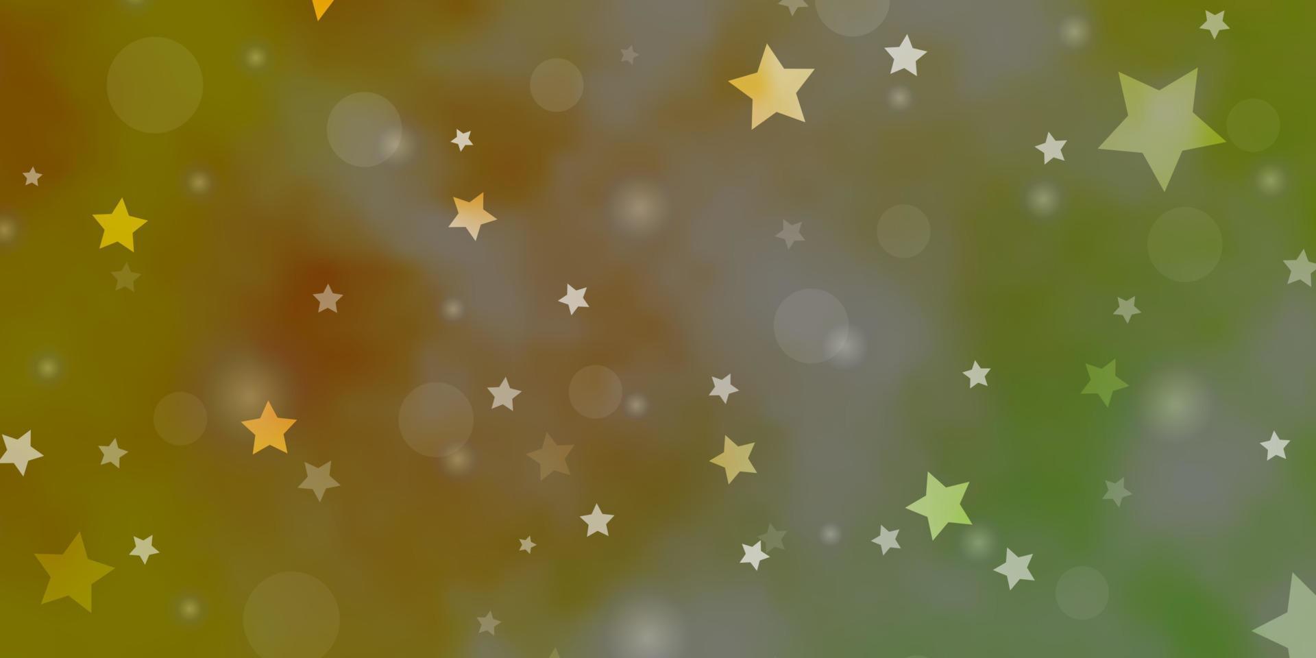 fundo vector verde e amarelo claro com círculos, estrelas.