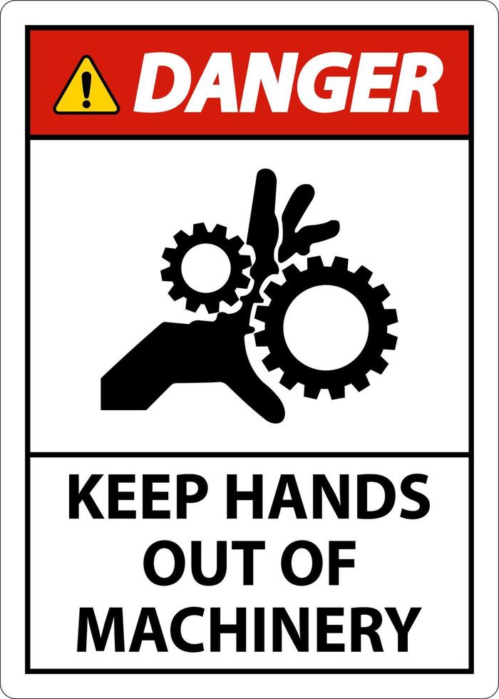 Perigo placa manter mãos Fora do maquinaria vetor